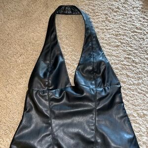 Zara Black Faux Leather Halter Shoulder Bag